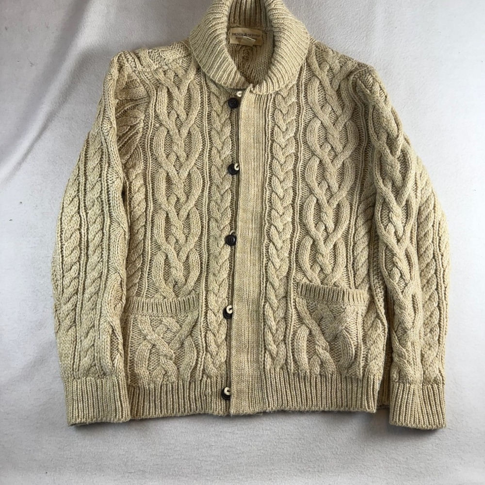 Denim & Supply Ralph Lauren Shawl Collar Cable Knit Cardigan Beige XL